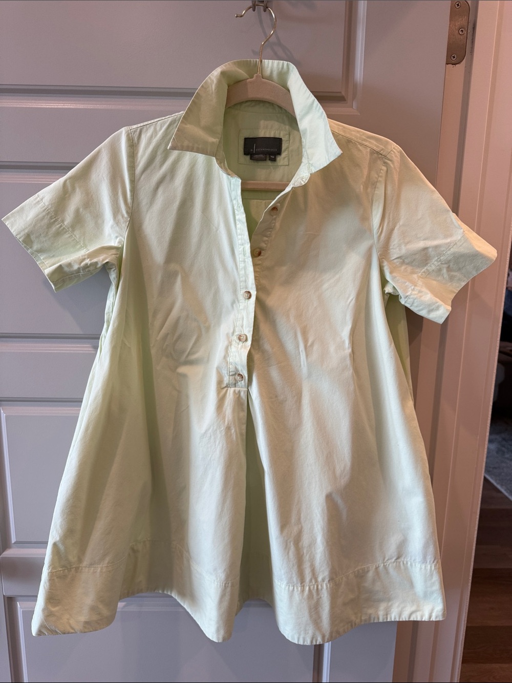 Anthropologie Light Green Short Sleeve Tunic with Pockets